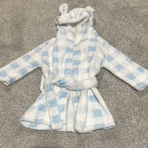 Max‎ & Olivia Mini from Macy’s plush plaid bear ears robe 12-24 months NWOT